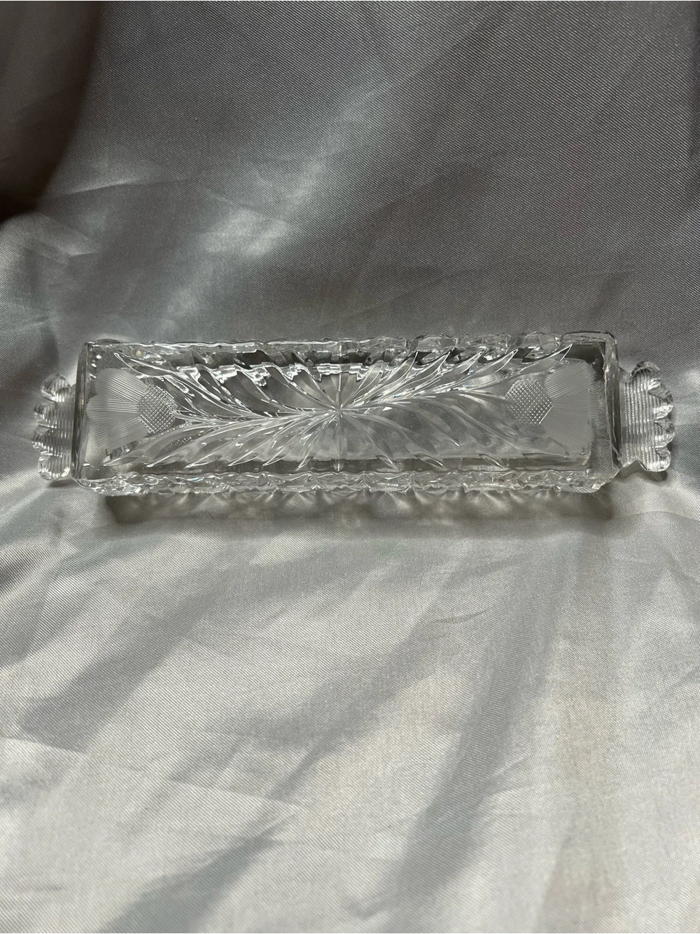 Lead Crystal Rectangular Serving Tray - Clear Cut